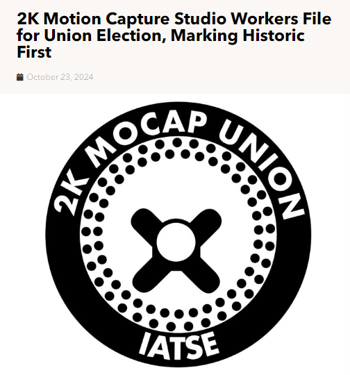 “The Decision To Form A Union Was A Necessary Step” - 2K Motion Capture Studio Workers File For A Union Election, ‘Marking Historic First’