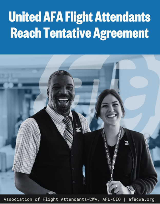 AFA-CWA Reaches Tentative Contract Agreement With United Airlines, ‘Winning Boarding & Sit Pay’ 