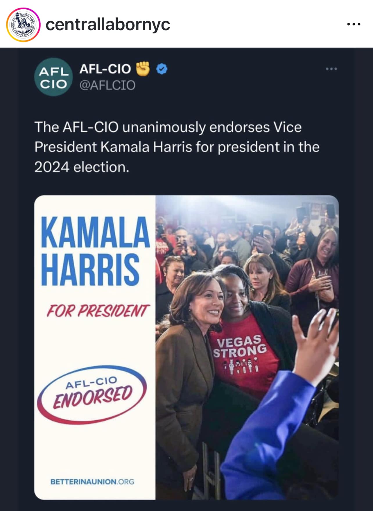 The National AFL-CIO ‘Unanimously Endorses’ Kamala Harris for President