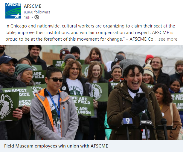 “Cultural Workers Are Organizing To Claim Their Seat At The Table, Improve Their Institutions And Win Fair Compensation And Respect” - Nearly 300 Chicago Field Museum Of Natural History Employees ‘Go Union’ With AFSCME Council 31