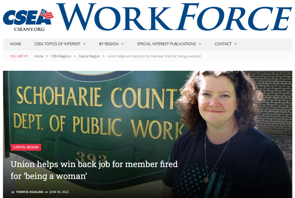 ‘What A Union Can Do For You’ - The Civil Service Employees Association ‘Helps Win Back Job’ For Member Who Was Fired For ‘Being A Woman’