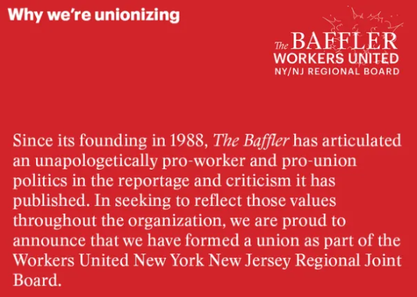The Baffler Staff Forms Union With Workers United NY/NJ