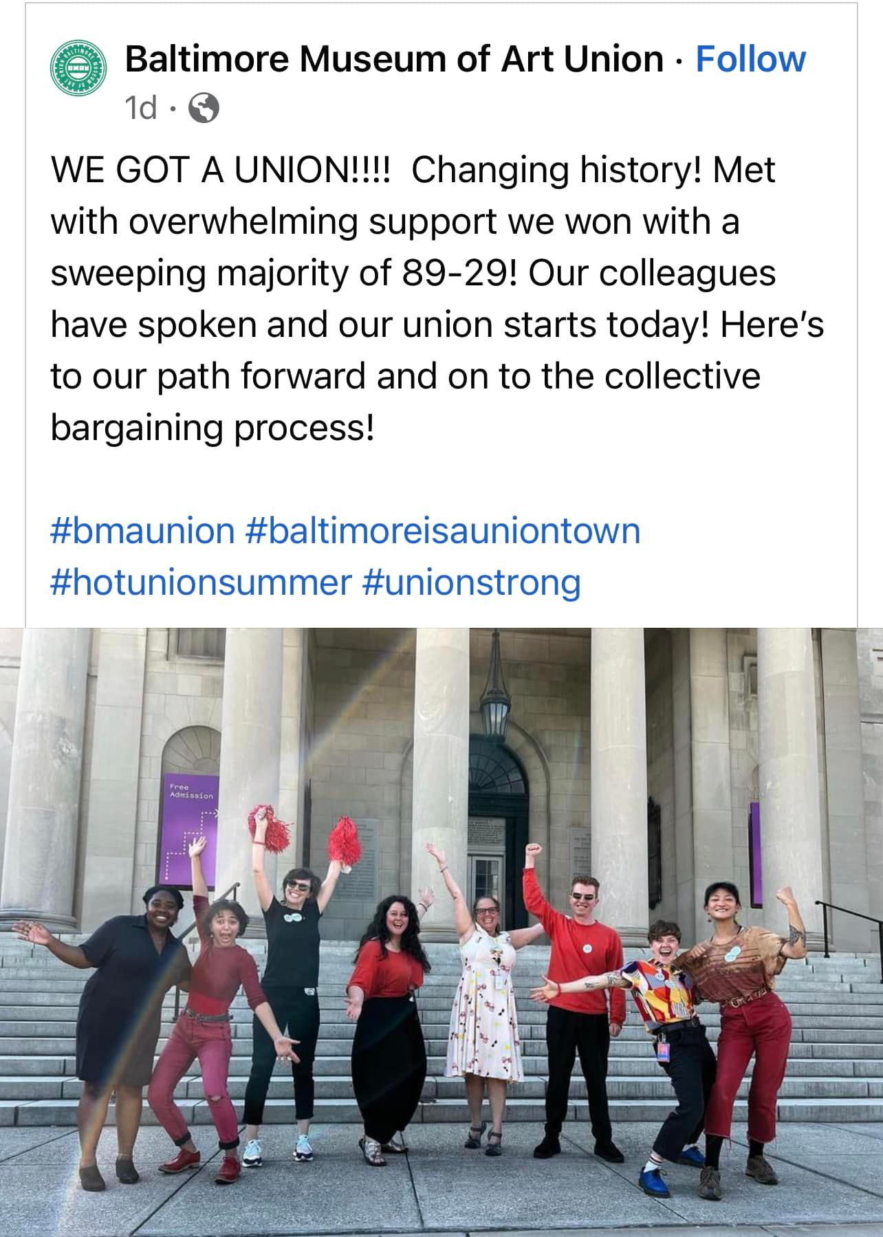 Baltimore Museum Employees Unionize