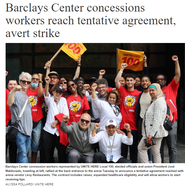 Barclays Center Concessions Workers ‘Avert Strike, Reach Tentative’ Contract Agreement
