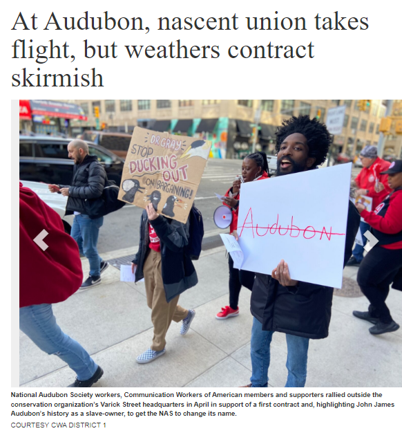 At Audubon, Nascent ‘Bird Union Takes Flight, But Weathers Contract Skirmish’