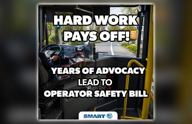 ‘Years Of Advocacy’ From SMART-TD & The ATU ‘Lead to Critical Bus Operator Safety Legislation’