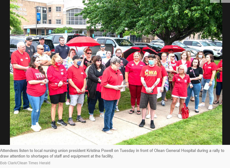 “We Needed More Nurses - Yesterday!” - NYSNA Tells Olean General Hospital ‘More Nursing Staff, Equipment Are Needed To Ensure The Safety’ Of Patients During A Rally To Highlight Problems At The Southern Tier City’s Medical Center