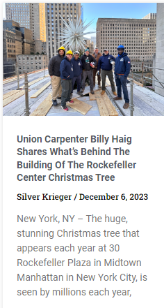 Union Carpenter Shares 'What’s Behind The Building' Of The Rockefeller Center Christmas Tree