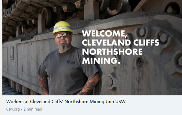 “We Chose To Unionize So That We Can Have A ‘Voice On The Job” - 400 Workers At Cleveland Cliffs’ Northshore Mining In Minnesota ‘Go Union,’ Join The USW