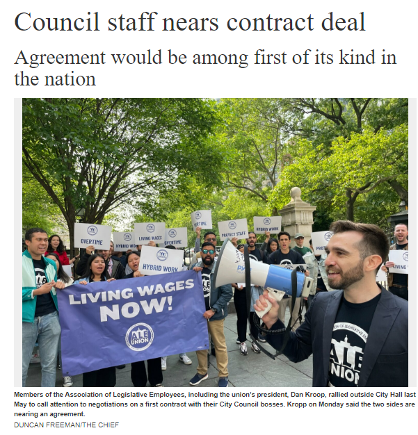 Union-Represented New York City Council Staff ‘Nears’ Contract Deal - Agreement ‘Would Be Among First Of Its Kind In The Nation’
