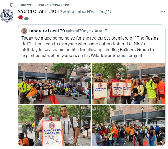 Union Members ‘Stage Red Carpet Rally Protesting’ Academy Award Actor Robert De Niro's ‘Use Of Non-Union Labor’