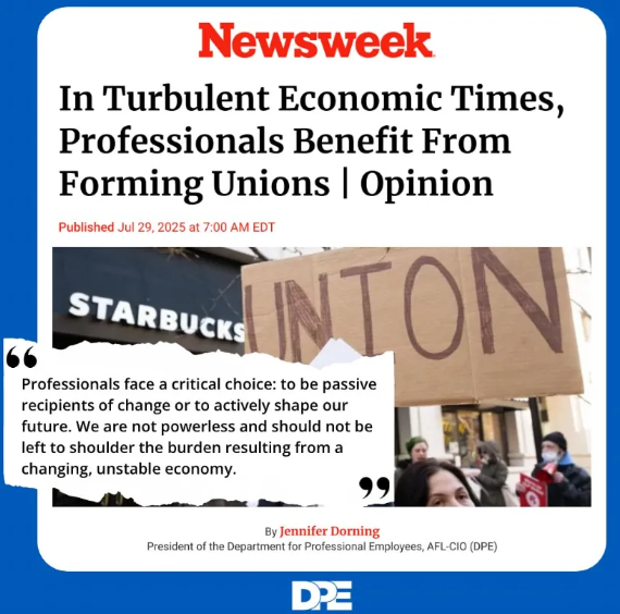 A Labor Perspective From Department For Professional Employees President Jennifer Dorning: ‘In Turbulent Economic Times, Professionals Benefit From Forming Unions’