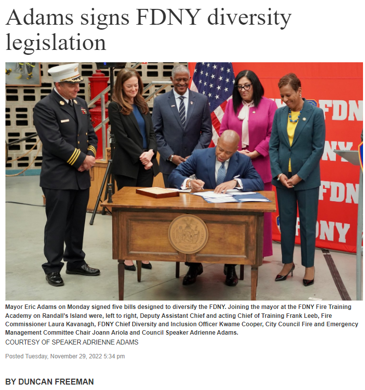In Order To ‘Better Reflect The Demographics Of The City It Serves,’ New York City Mayor Adams Signs FDNY Diversity Legislation 