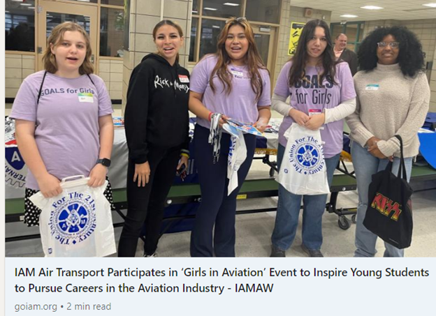 IAM Air Transport Participates In ‘Girls In Aviation’ Event To Inspire Young Students To Pursue Careers In The Aviation Industry
