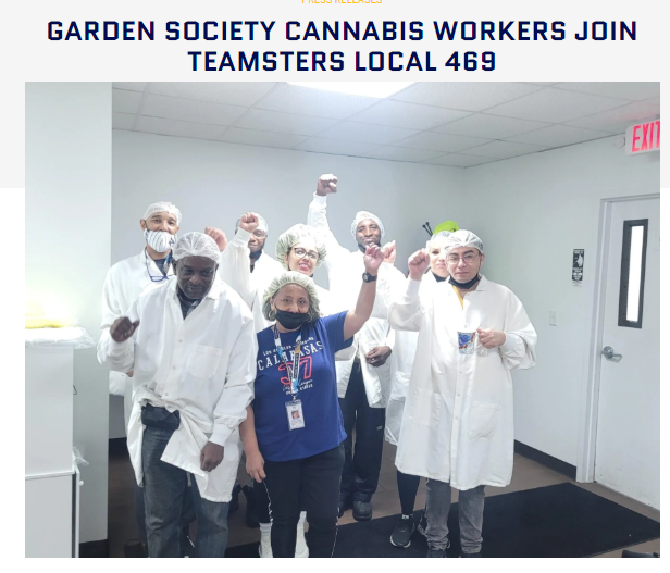 Garden Society Cannabis Workers ‘Go Union, Become The First In The State Of New Jersey To Join The Teamsters Union’