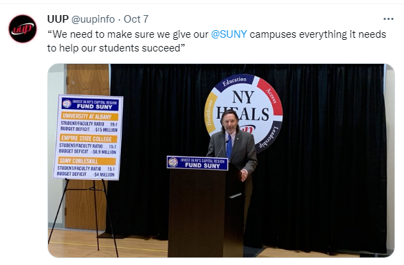 United University Professions Joins With Capital Region Leaders To ‘Urge More State Funding Reverse Severe Budget Deficits’ At SUNY Campuses