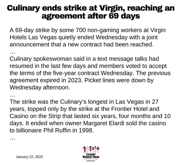 Unionized Vegas Casino Workers ‘Reach Deal To End Longest Strike In Decades’