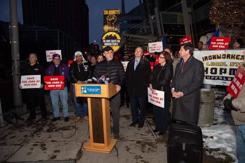 “This Is Nothing More Than Union Busting” - Joined By Clergy & Elected Officials, WNY Labor Leaders ‘Pledge Effort’ To Keep 200 Good-Paying New Era Cap Manufacturing Jobs In The Town Of Derby