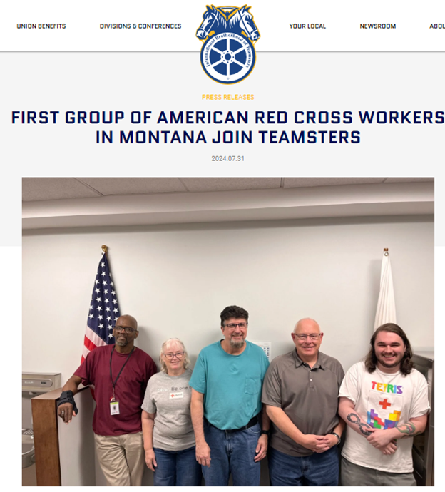 “I Voted To Join The Teamsters So That My Co-Workers And I Could Have The Protections Of A Strong Union” - First Group Of American Red Cross Workers In Great Falls, Montana Join Teamsters