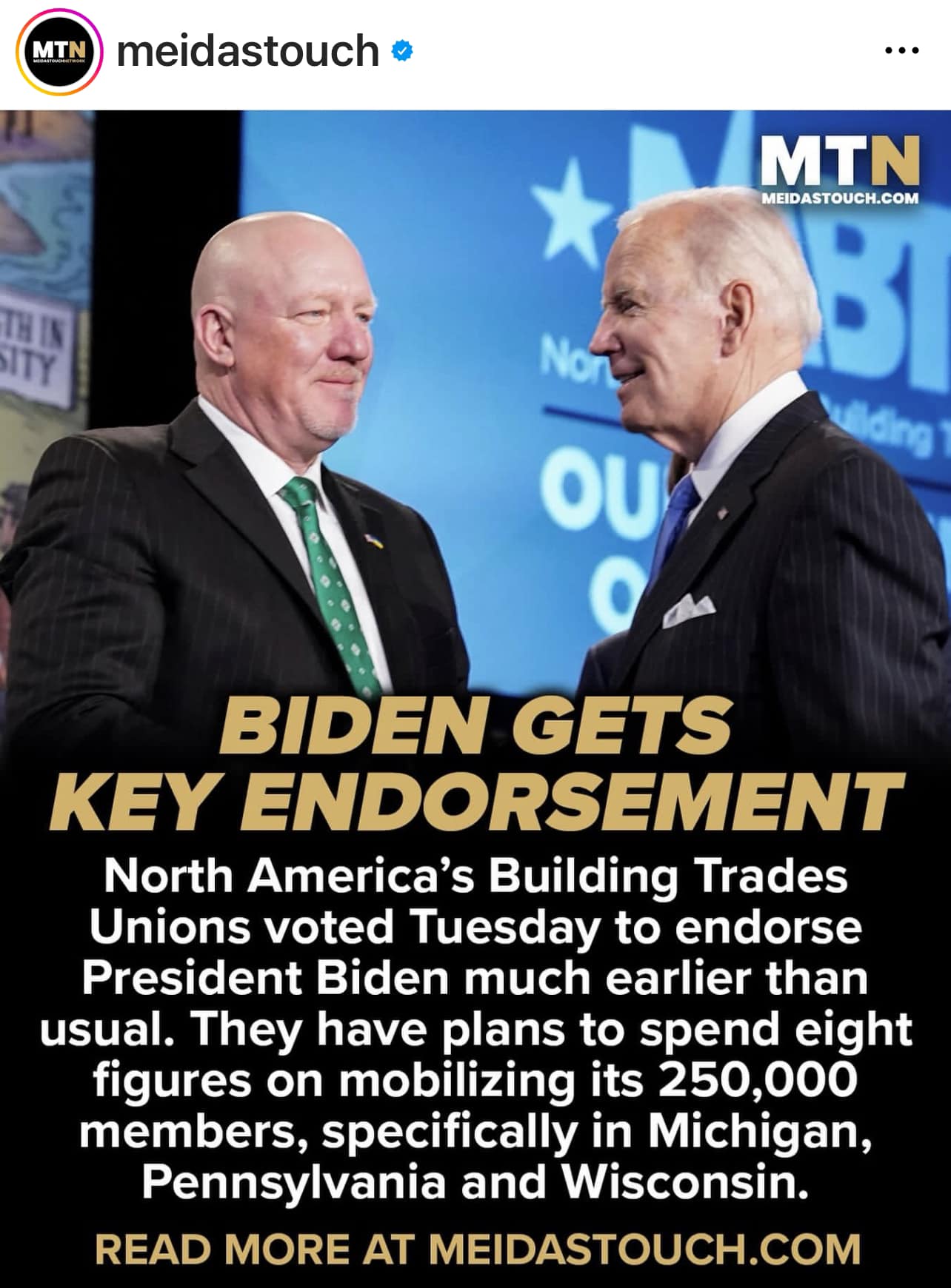 North America’s Building Trades Unions Endorse Biden For President 