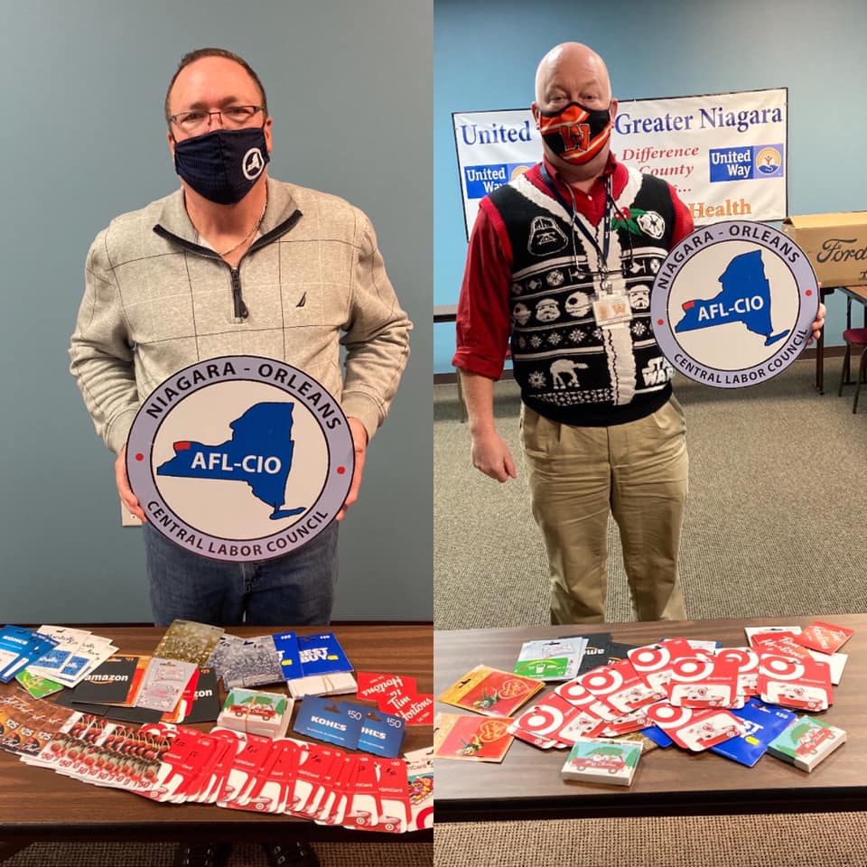 The Niagara-Orleans AFL-CIO Central Labor Council Adopts More Than 15 Area Families For The Holidays, Purchases $4,000 In Gift Cards ‘To Help Those Less Fortunate’ With Children Ranging In Age From Infant To Teen