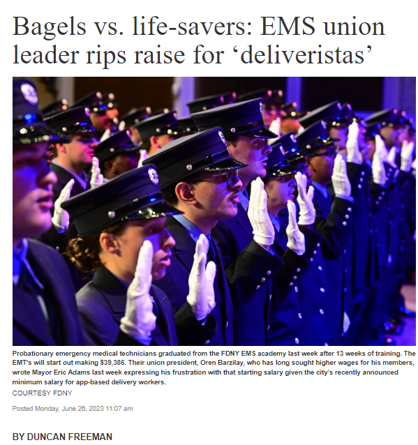 EMS First Responders Union Leader ‘Rips Raise’ For New York City’s Delivery Workers 