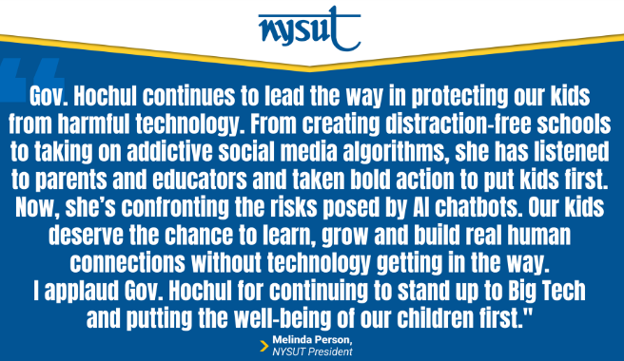 From NYSUT: ‘Another Win For Kids’ - AI Chatbot Protections Signed Into Law 