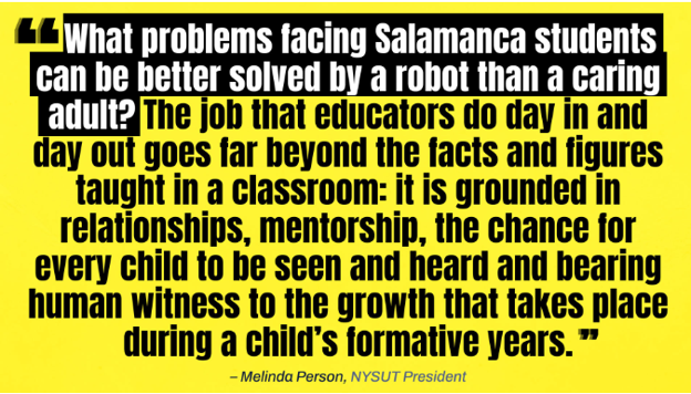 The Salamanca School District ‘Pauses Plan to Deploy Human-like AI Robot Teacher After Backlash,’ Including From The New York State United Teachers Union