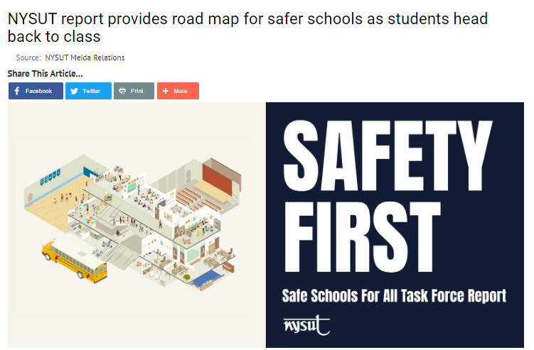 NYSUT Report ‘Provides Road Map For Safer Schools’ As Students Head Back To Class