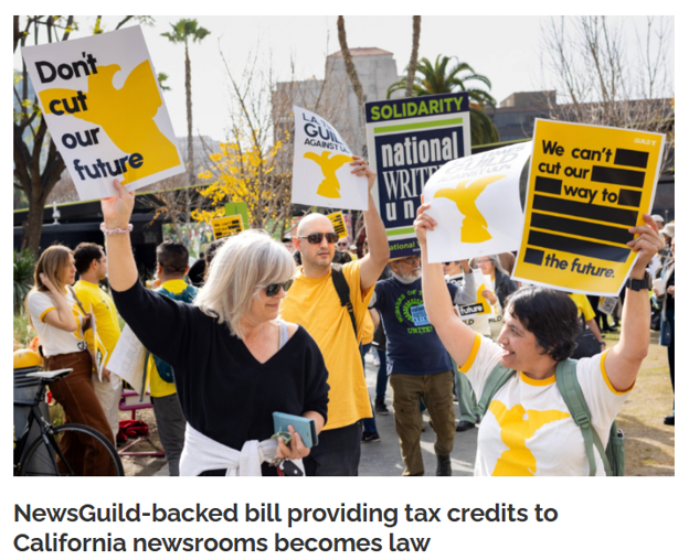 NewsGuild-Backed Bill Providing Tax Credits To California Newsrooms Becomes Law