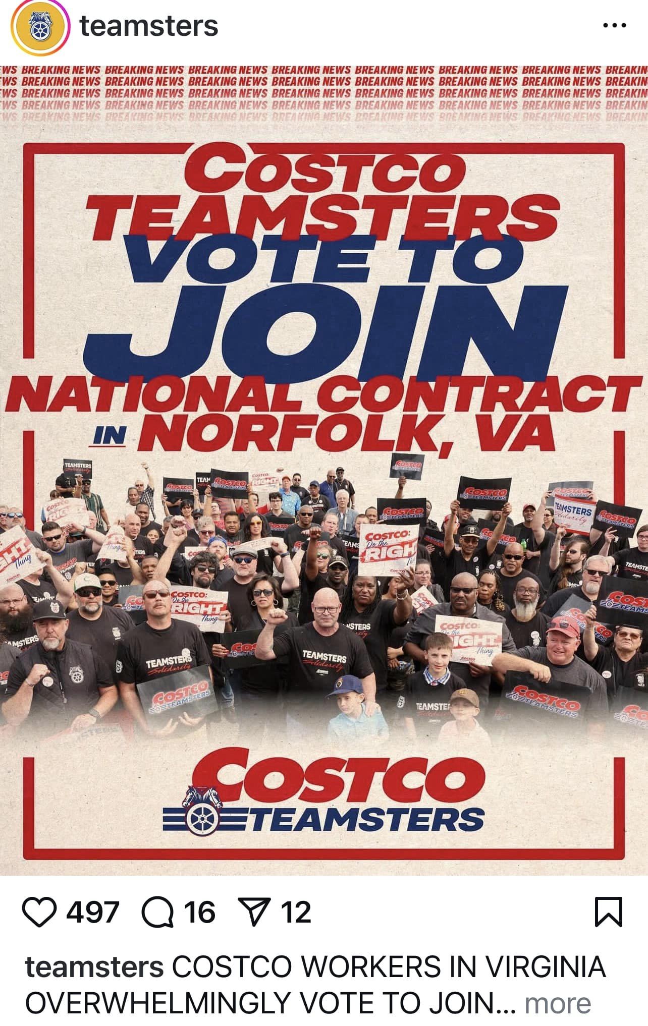 Nearly 300 Costco Workers In Virginia ‘Overwhelmingly Vote To Join’ The Teamsters