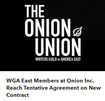 WGA East Members At The Onion Reach Tentative Agreement On A New Contract