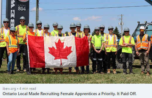 Ontario, Canada IBEW Local ‘Made Recruiting Female Apprentices A Priority & It Paid Off’