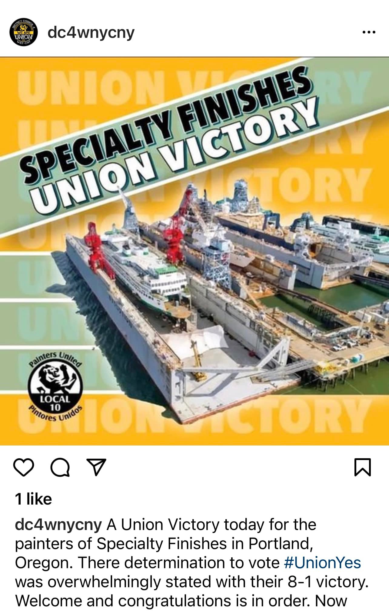 Specialty Finishes Painters ‘Seal Victory’ In Portland, Oregon Union Election