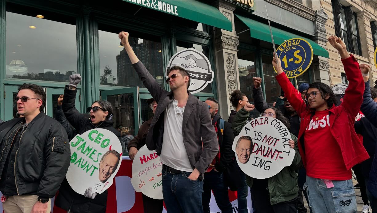 Unionized Bookstore Workers Hold Pre-Holiday Rally At Barnes & Noble Flagship In New York City ‘In Effort To Push The Company Into Reaching A Contract With Workers By The End Of The Year’