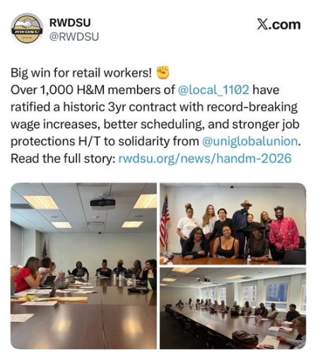 ‘Victory At H&M’ - ‘Largest Wage Increases Ever Secured For RWDSU Local 1102 Members’