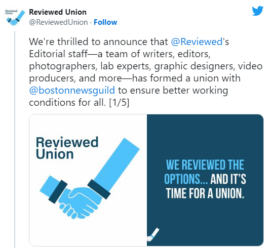 Workers At Reviewed.com ‘Go Union,’ Join The Boston Newspaper Guild
