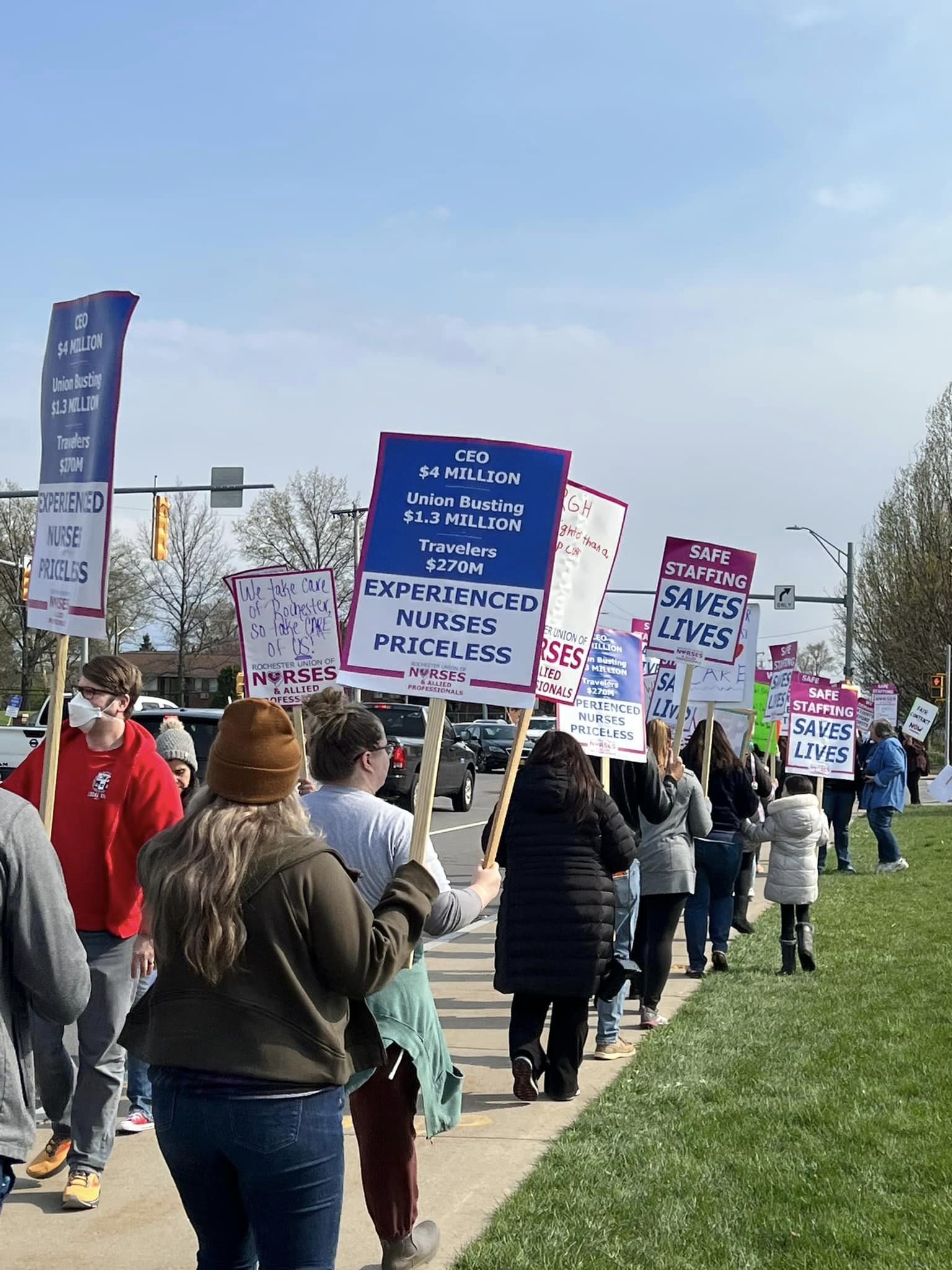 The Rochester Union Of Nurses And Allied Professionals Picket Outside Rochester General Hospital Over The “Hospital’s Inadequate Proposals To Fix Their Issues & Unsafe Experiences’ At The Medical Facility
