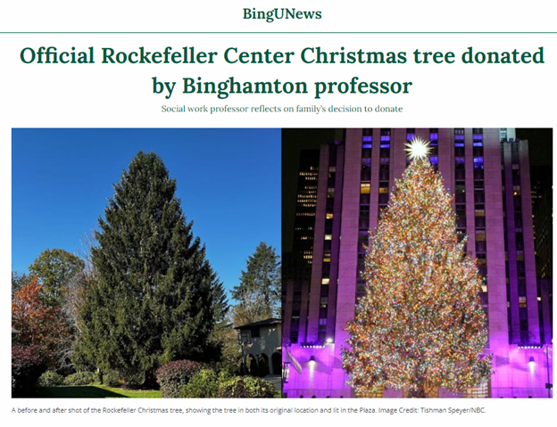 Official Rockefeller Center Christmas Tree Donated By UUP Member/Binghamton University Professor 