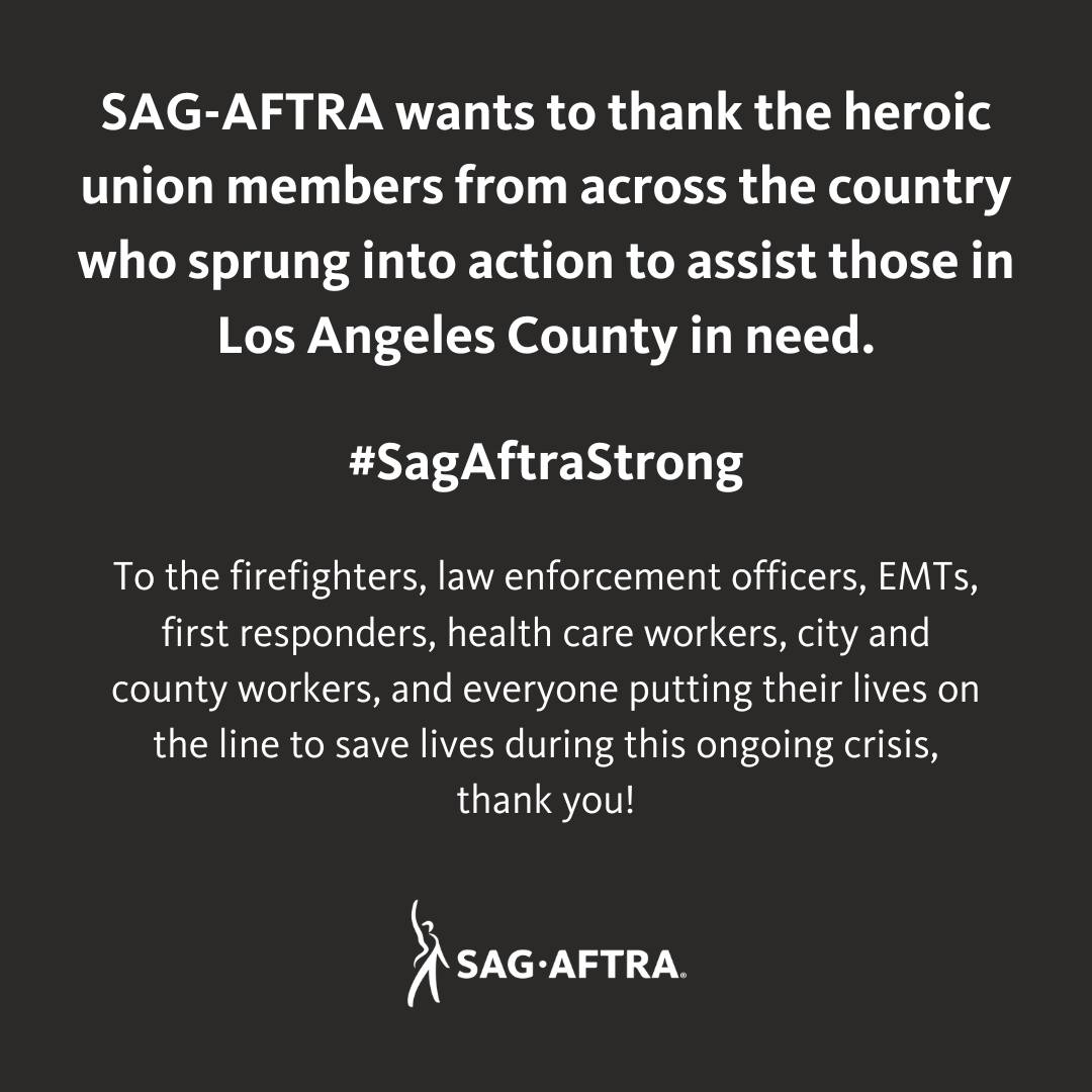California’s Wildfires: The National AFL-CIO ‘Stands in Solidarity’ With Southern California Workers Responding to Wildfires As SAG-AFTRA Donates $1 Million For Fire Relief To Assist Its Members ‘Experiencing Hardship’ Caused By The L.A. Blazes