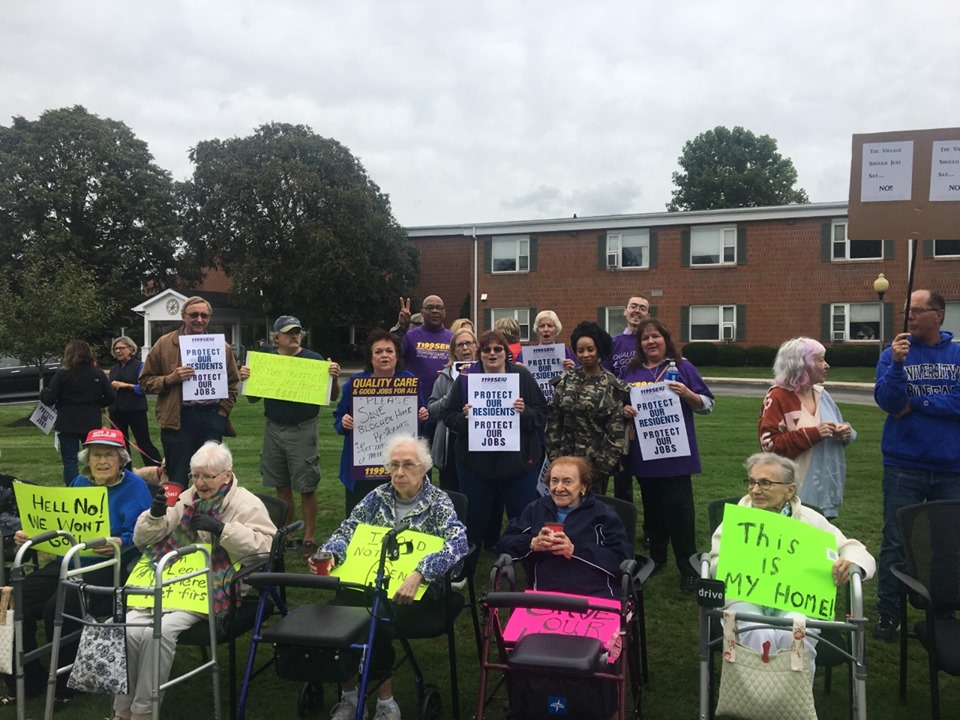 “This Is My Home:” Assisted Living Residents & 1199 SEIU-Represented Health Care Workers Join Together In Protest At Suburban Buffalo’s Blocher Homes – Know Very Little About Future Of Facility That’s Currently Up For Sale