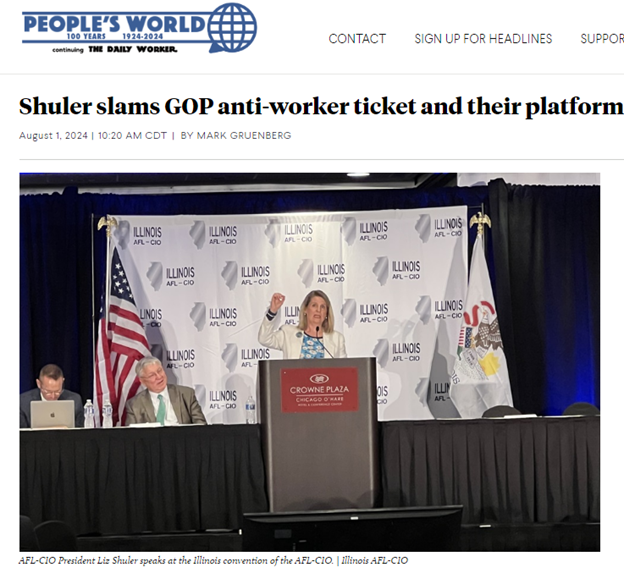 National AFL-CIO President Shuler ‘Slams GOP Anti-Worker Ticket & Their Platform’
