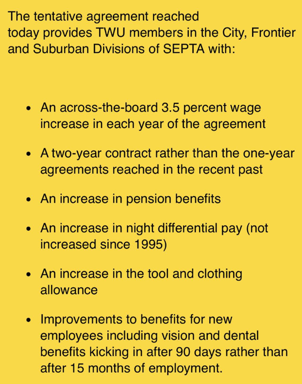 Transit Workers Union-Represented Transit Employees At The Southeastern Pennsylvania Transportation Authority Reach A Tentative Two-Year Deal, ‘Avoiding A Planned’ Strike