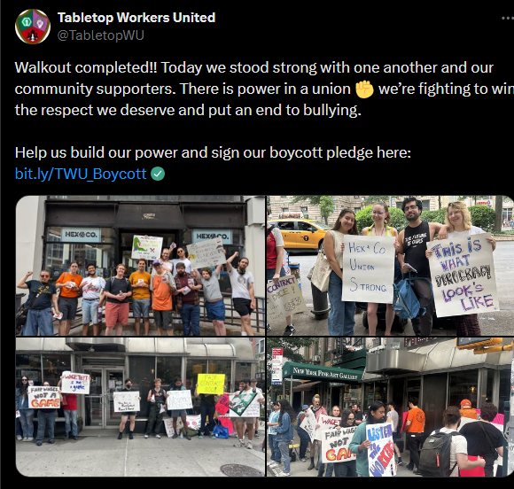 Tabletop Workers Union ‘Protest Alleged Union-Busting’ From Hex&Co Management