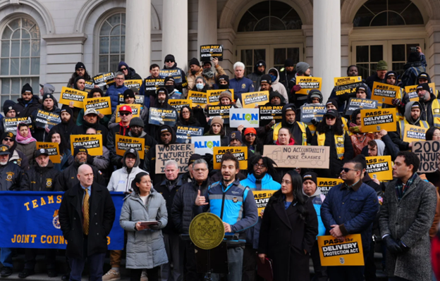 Teamsters ‘Renew Their Demand For Passage Of The Delivery Protection Act’ In New York City ‘To Protect’ Amazon Drivers