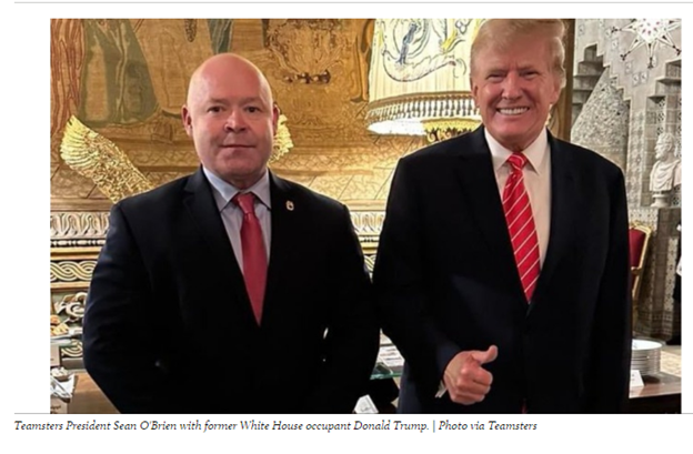 Teamsters President Sean O’Brien’s One-On-One Meeting With Donald Trump ‘Draws Criticism’ From Union Members, Who Use Social Media To Tell O’Brien That Trump “Lies” And “Doesn’t Give A Damn About Union Workers”