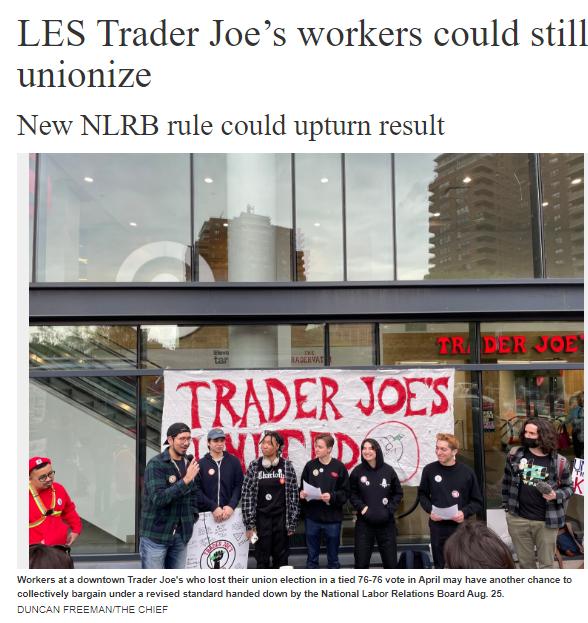 Lower East Side Trader Joe’s Workers ‘Could Still Unionize’