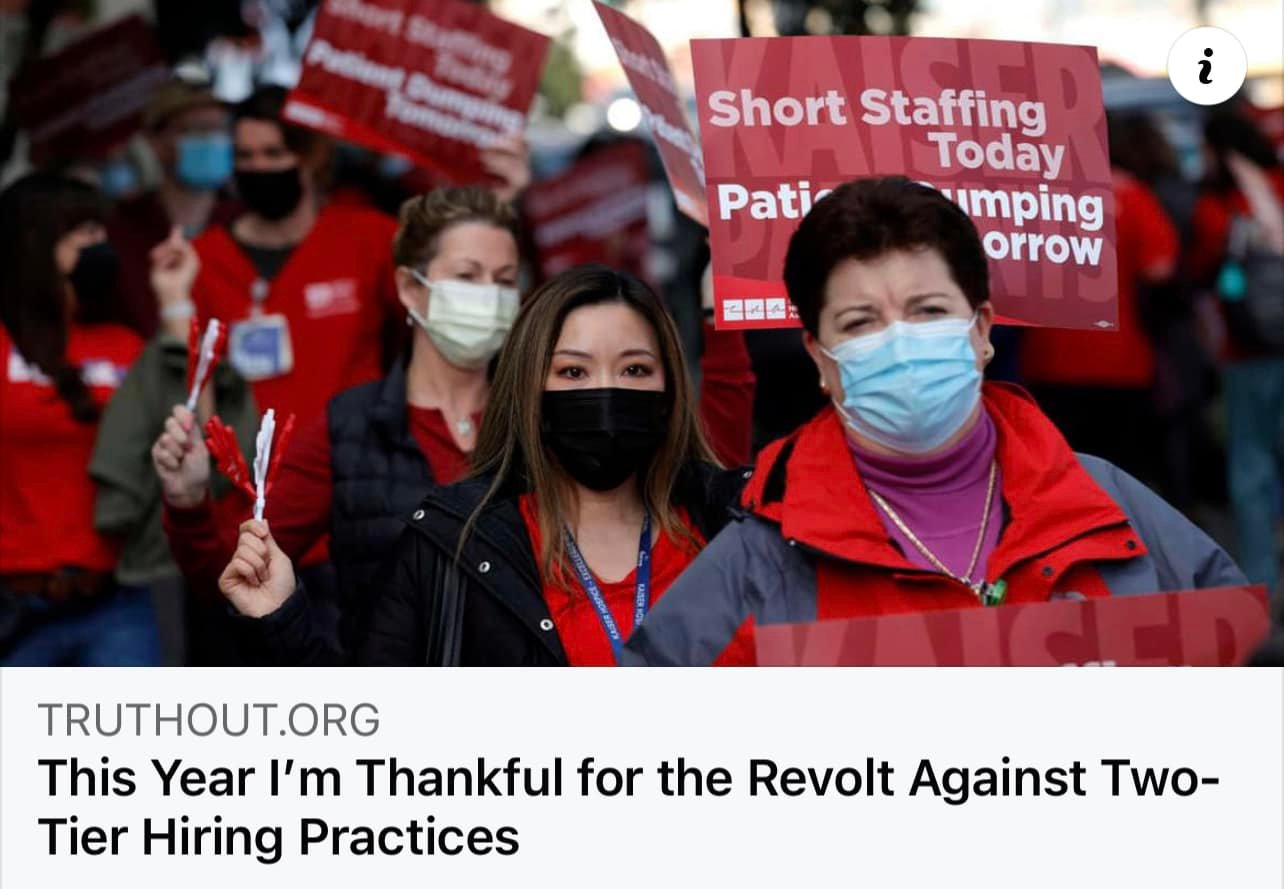 A Labor Perspective From Labor Notes Editor Alexandra Bradbury: This Year ‘I’m Thankful for the Revolt Against’ Two-Tier Hiring Practices