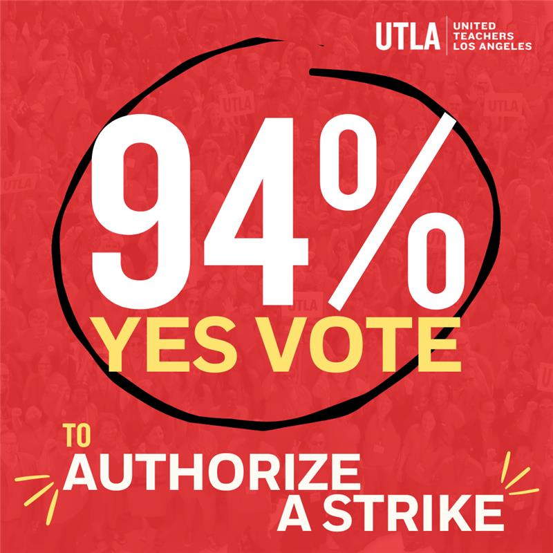L.A. Teachers Approve Strike Authorization - 37,000 Educators ‘Could Walk If’ The Los Angeles Unified School District ‘Fails To Propose A Contract That Features Fair Pay, Classroom Sizes, Mental Health Resources & Other Priorities’