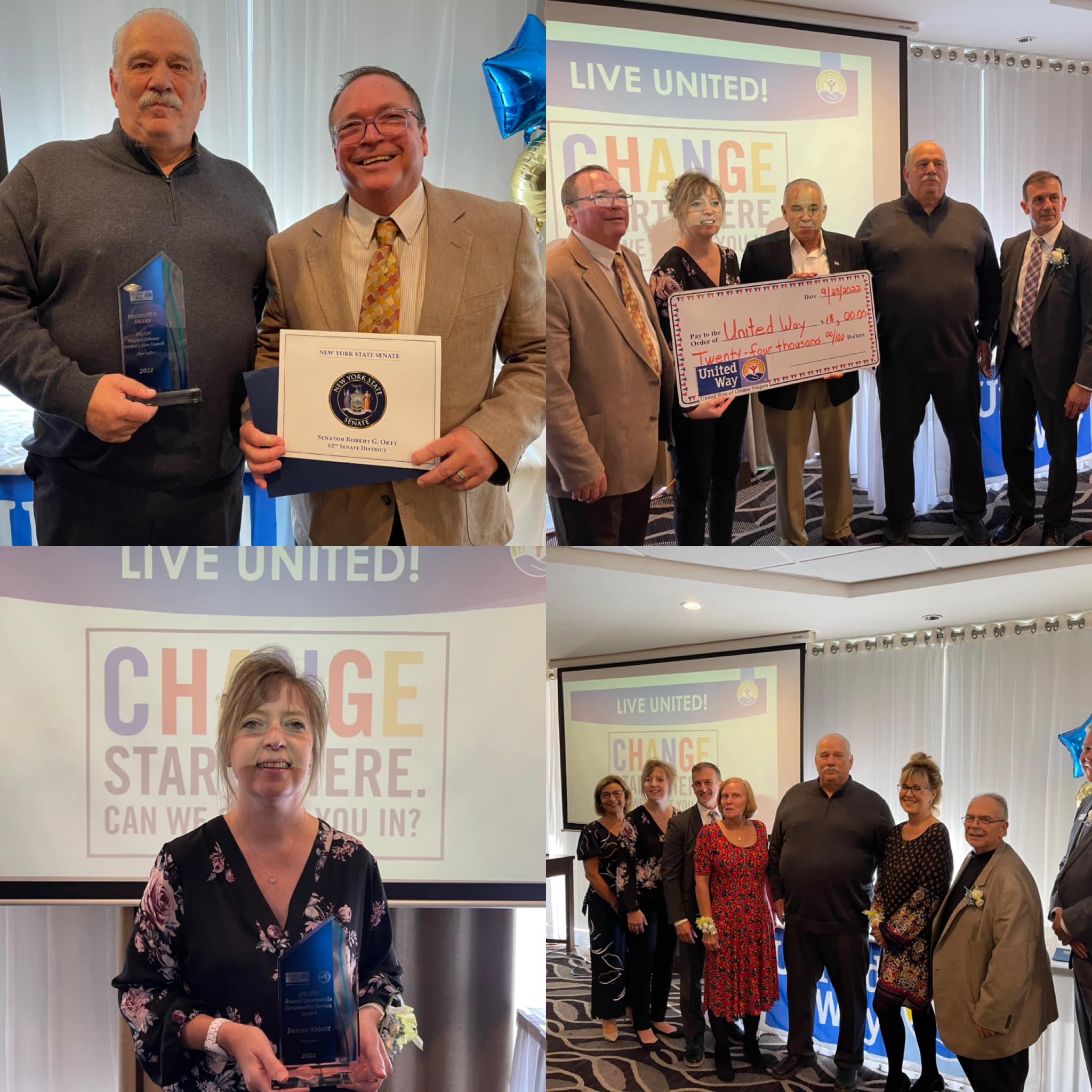 Organized Labor ‘Kicks Off’ The United Way Of Greater Niagara’s 2022 Fundraising Campaign With A $42,400 Donation - Niagara-Orleans Labor Council, Labor Leader Denise Abbott & The USW’s Melissa Mazzarella Honored With Awards At The Event